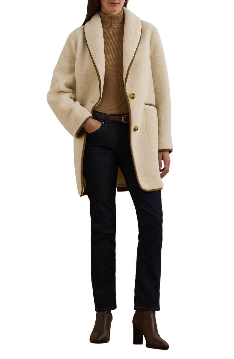 Lauren Ralph Lauren Shawl Collar Faux Shearling Coat | Nordstrom