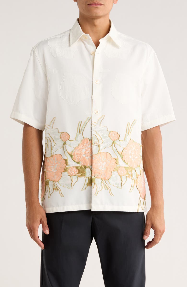 NN07 Freddy Jacquard Short Sleeve Button-Up Shirt | Nordstromrack