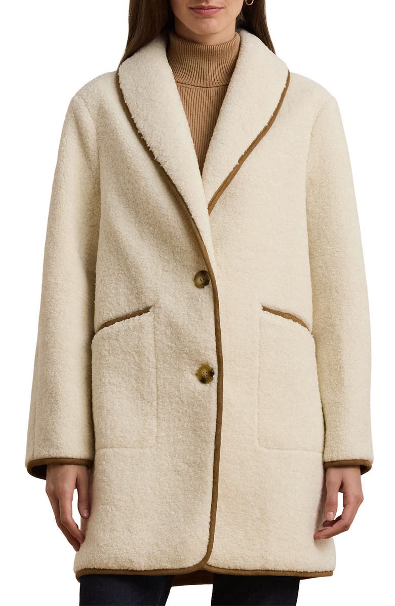 Lauren Ralph Lauren Shawl Collar Faux Shearling Coat | Nordstrom