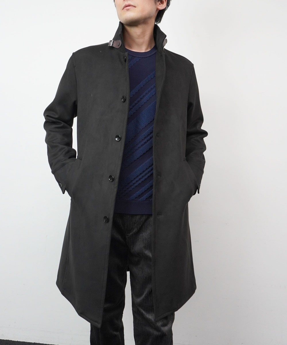 HIDEAWAYS BLACK】マイクロ起毛ポンチ スタンドコート｜その他コート