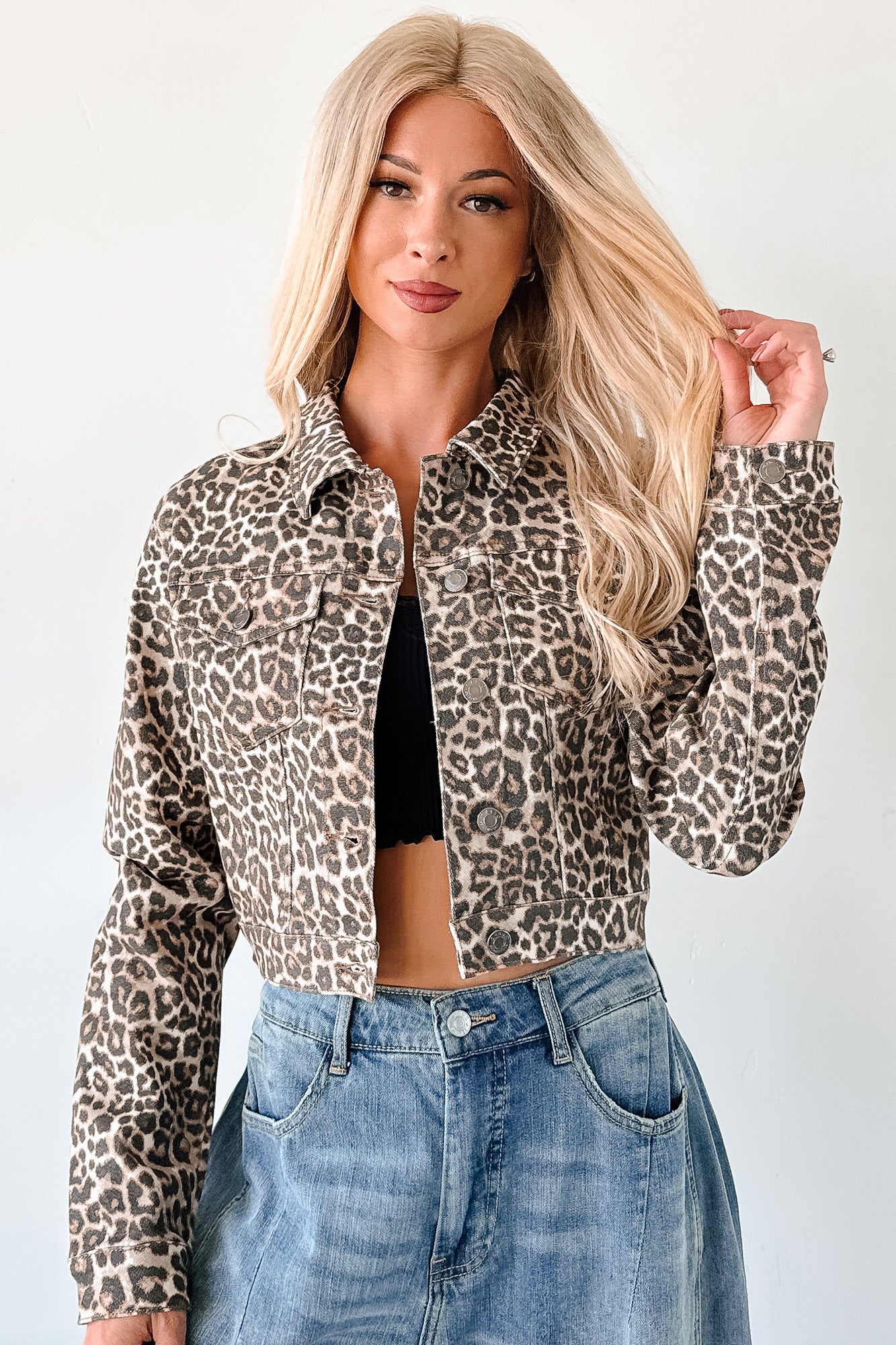 Fierce By Nature Cropped Denim Jacket (Leopard) · NanaMacs