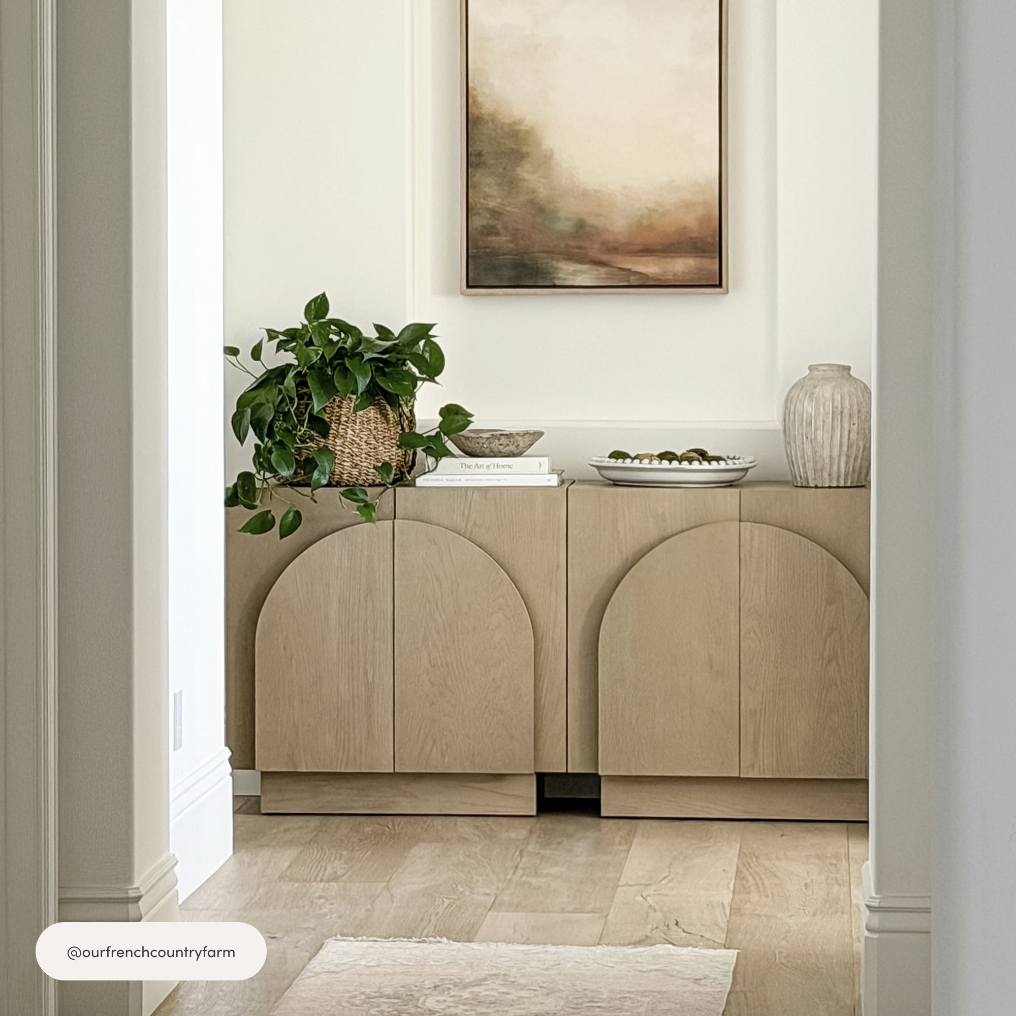 Iris Wood Mid-Century Arched Storage Cabinet Gray Oak | Nathan James