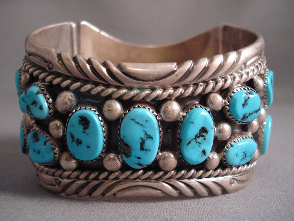 Unique! Wrap Around Clasp Vintage Navajo Turquoise Watch Native