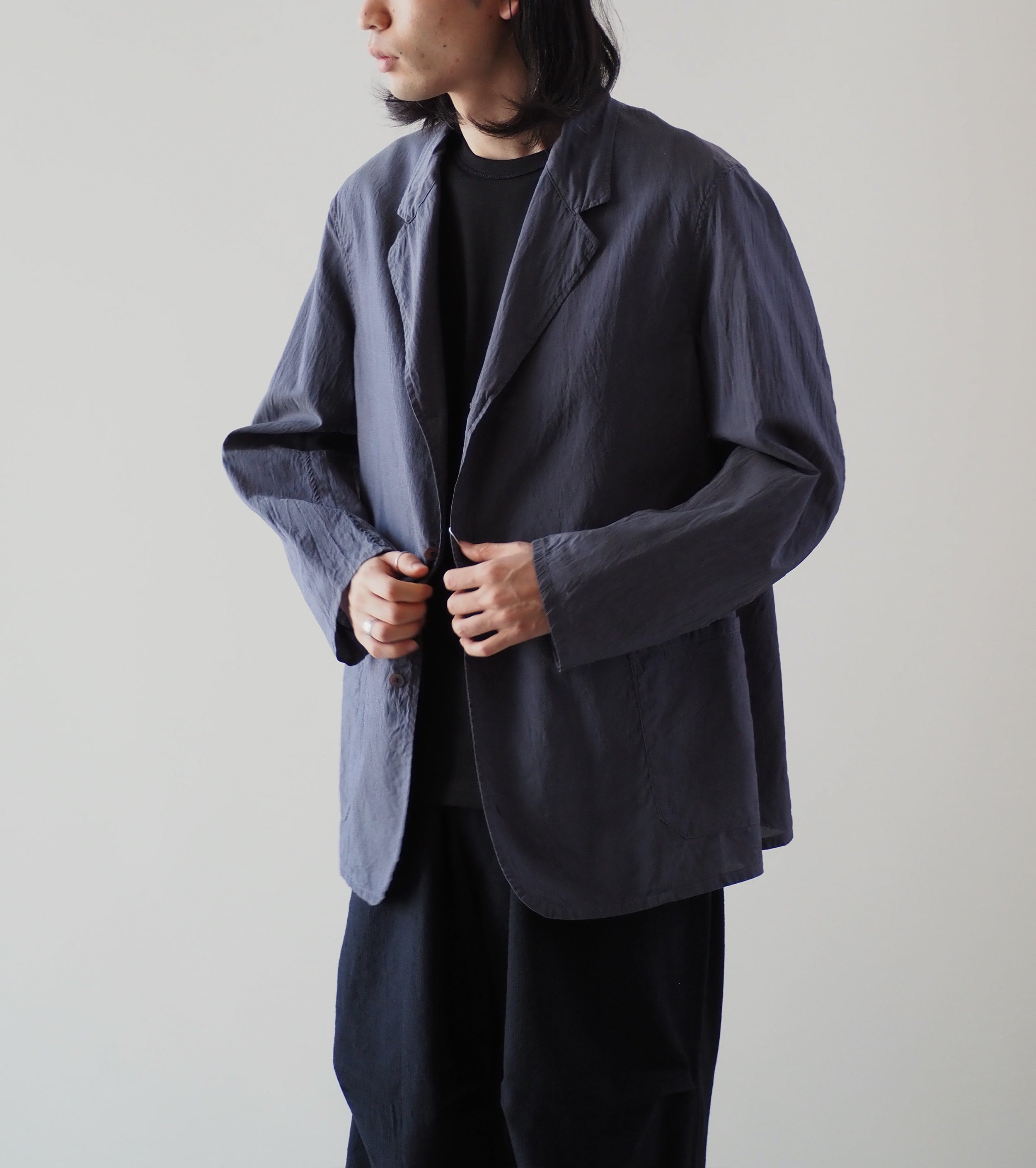 COMOLI コットン シルク ジャケット, Navy – Navyblue