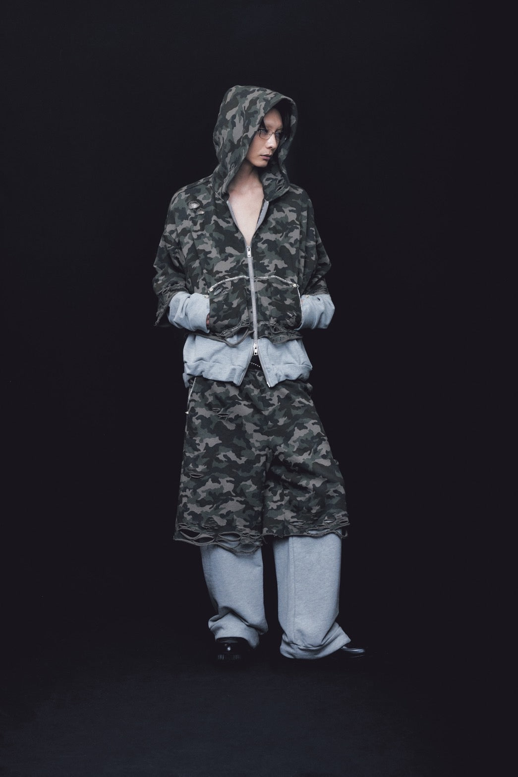 Layered Crush Sweat Pants(Camo×Gray) – neith.onlinestore