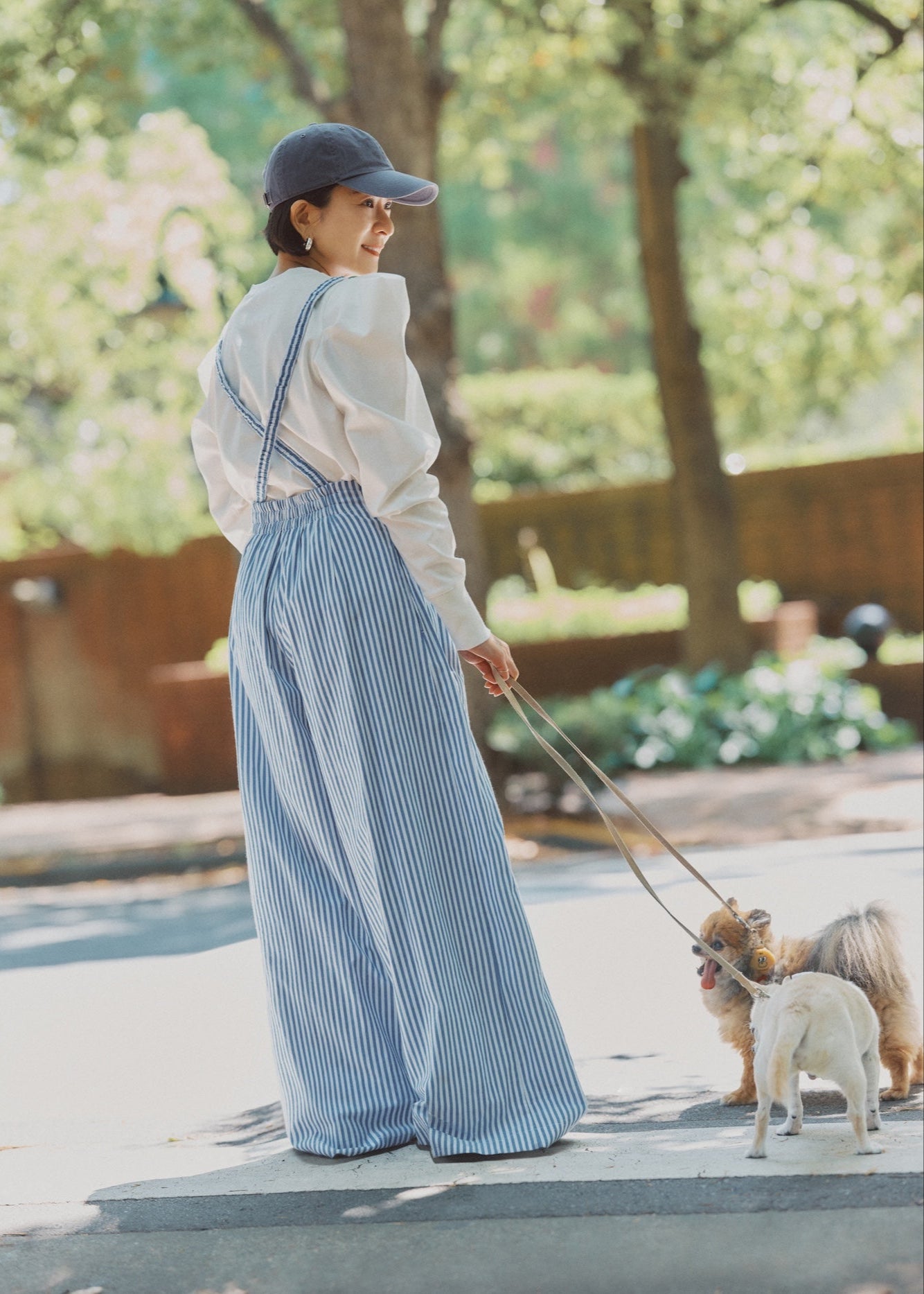 Cotton Stripe Ivy Flower Embroidery Pants | Pasand by ne Quittez