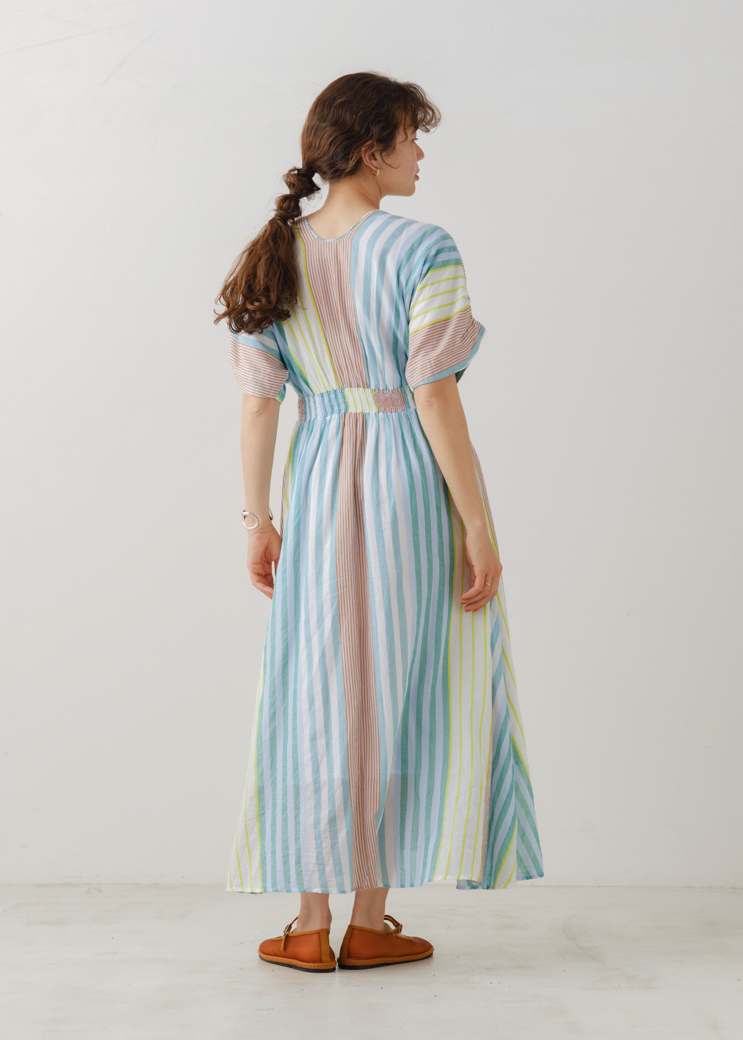 Cotton Voile Stripe Waist Gather Dress | Pasand by ne Quittez pas