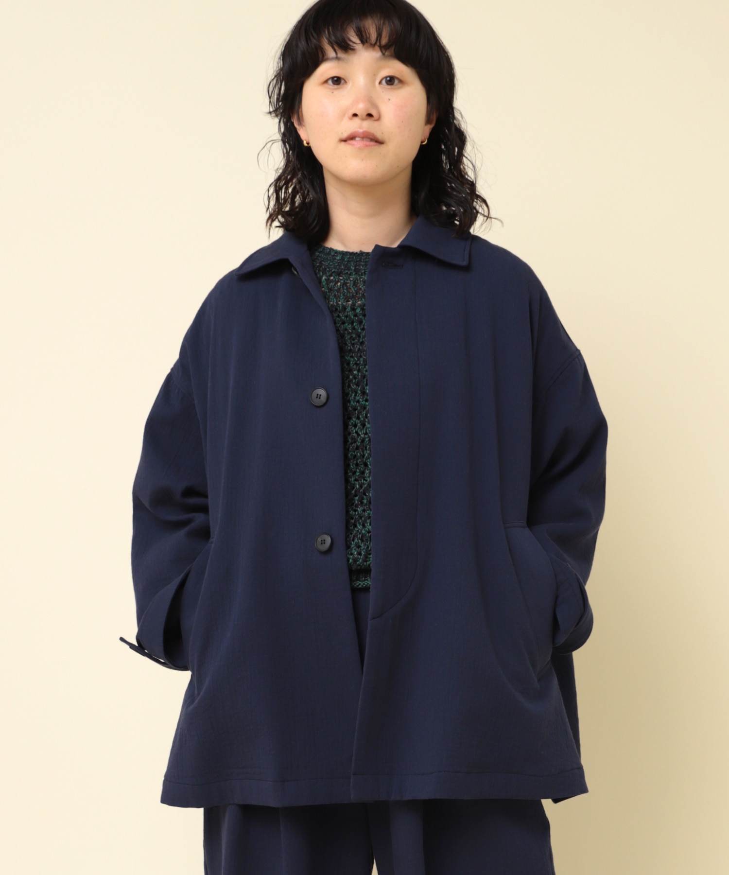 J2113 ソフトヴィンテージツイルAラインジャケット(M チャコール