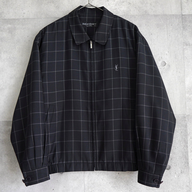イブ サンローラン ヴィンテージ YSLロゴ ブルゾン チェック柄 薄手