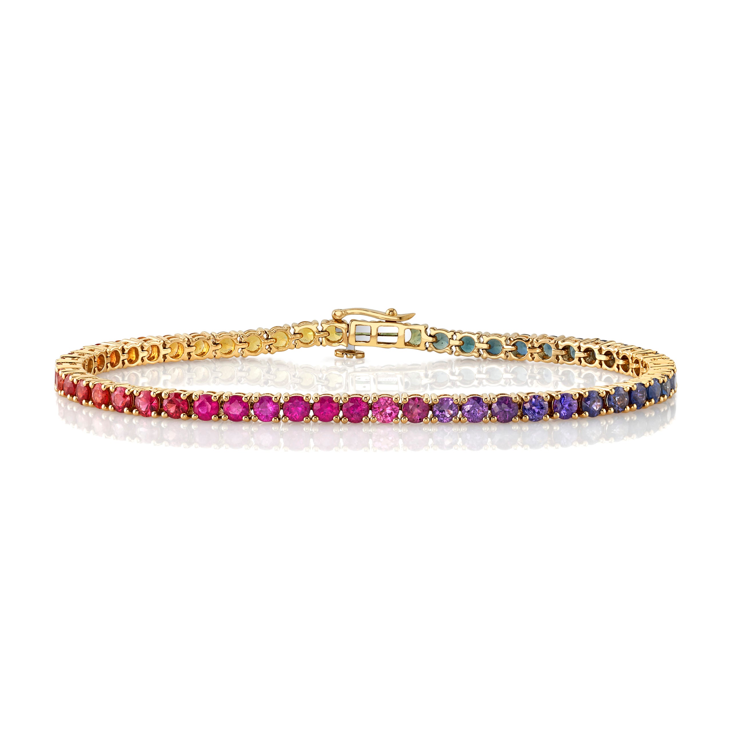 Over the Rainbow' Ombré Rainbow Sapphire Tennis Bracelet – Nicole Mera