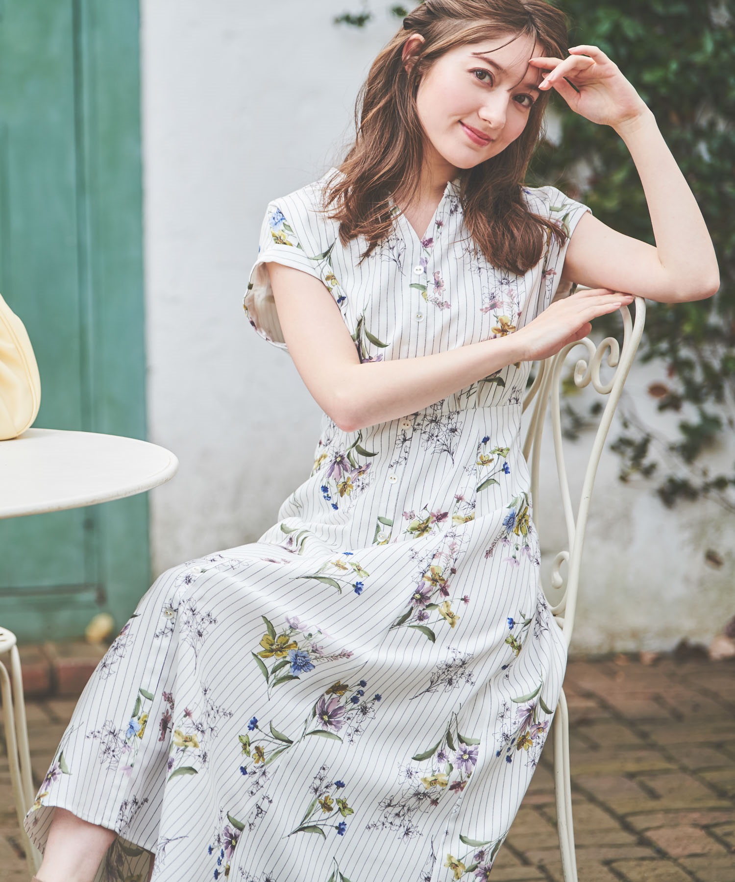 ストライプフラワーワンピース | ロングワンピース | NOELA OFFICIAL