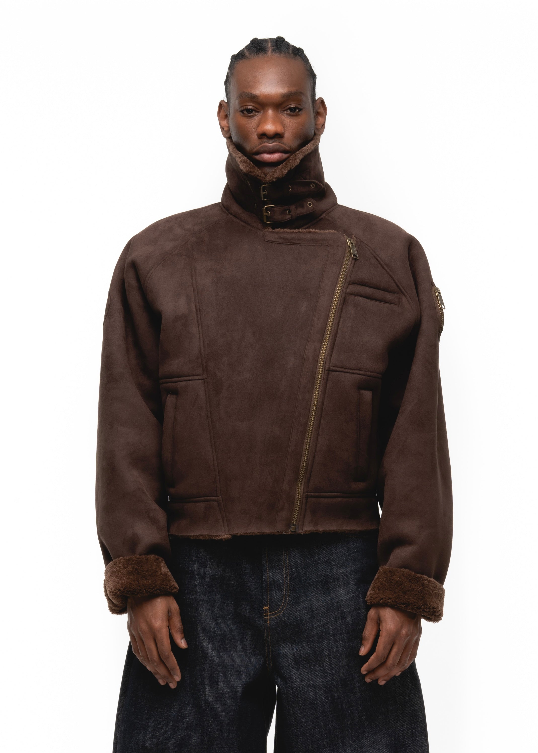 HEAVY FLIGHT SHEARLING JACKET BROWN – NO/FAITH STUDIOS
