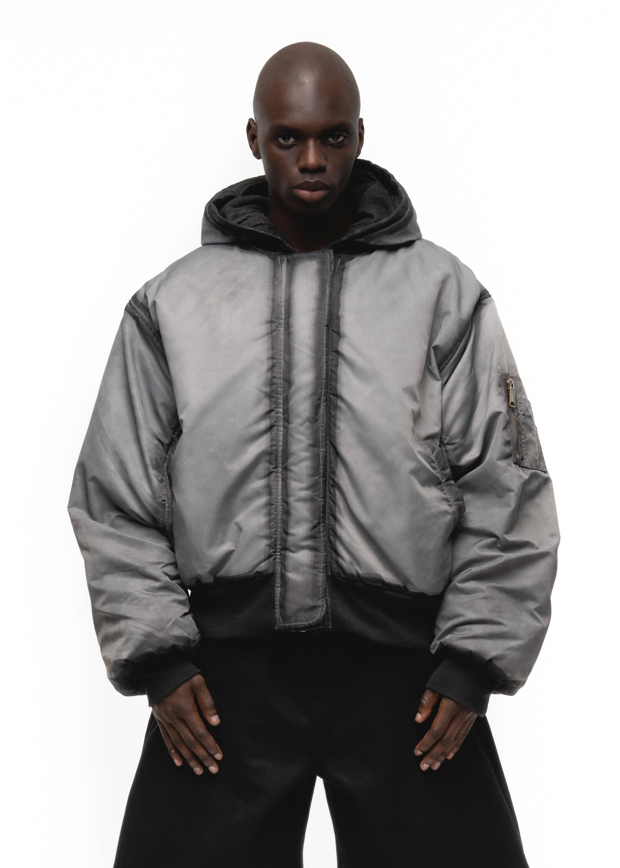 REVERSIBLE ONYX BOMBER JACKET GREY – NO/FAITH STUDIOS