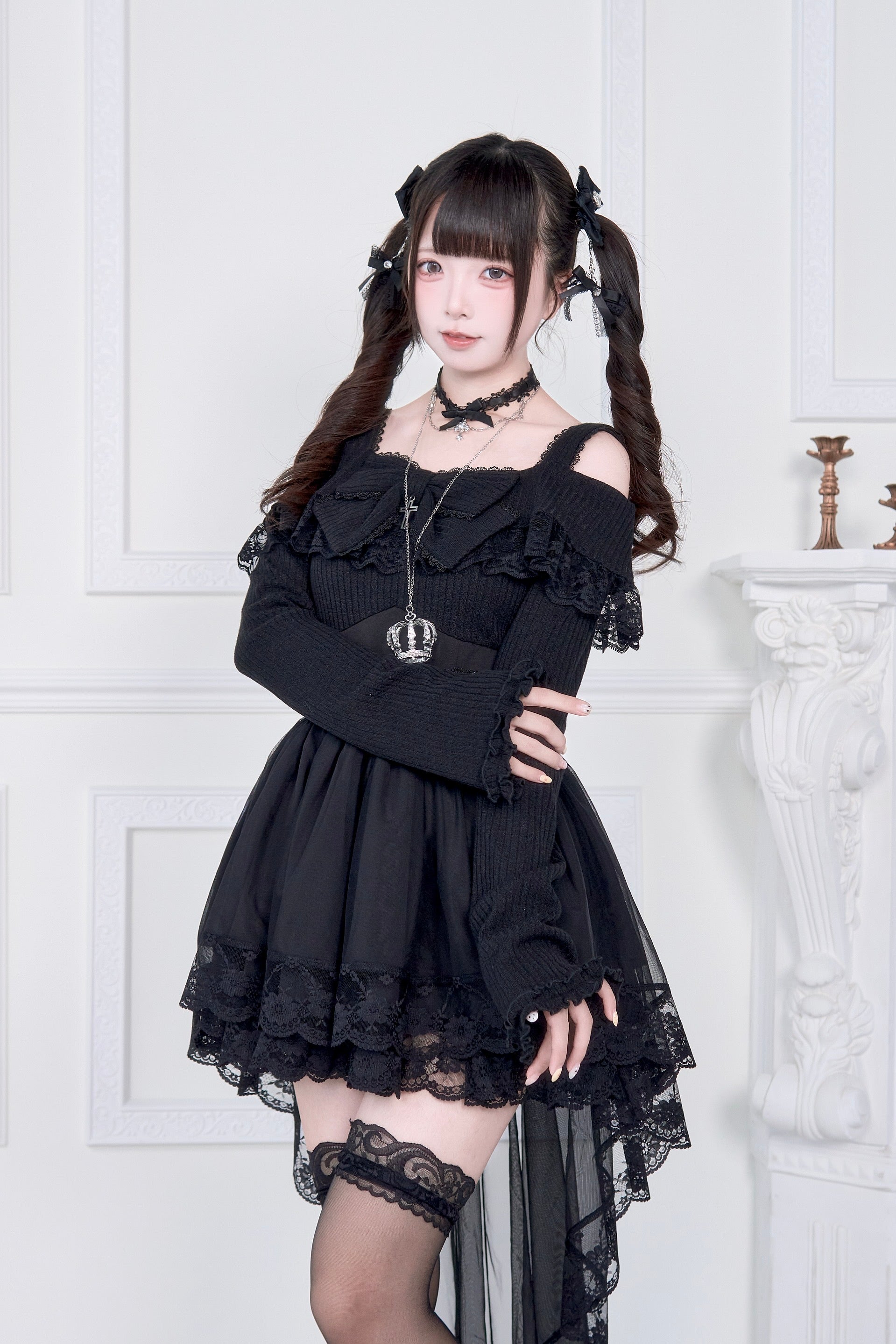 BunnyLis:リボンオフショルダーニットトップス – NoGenki