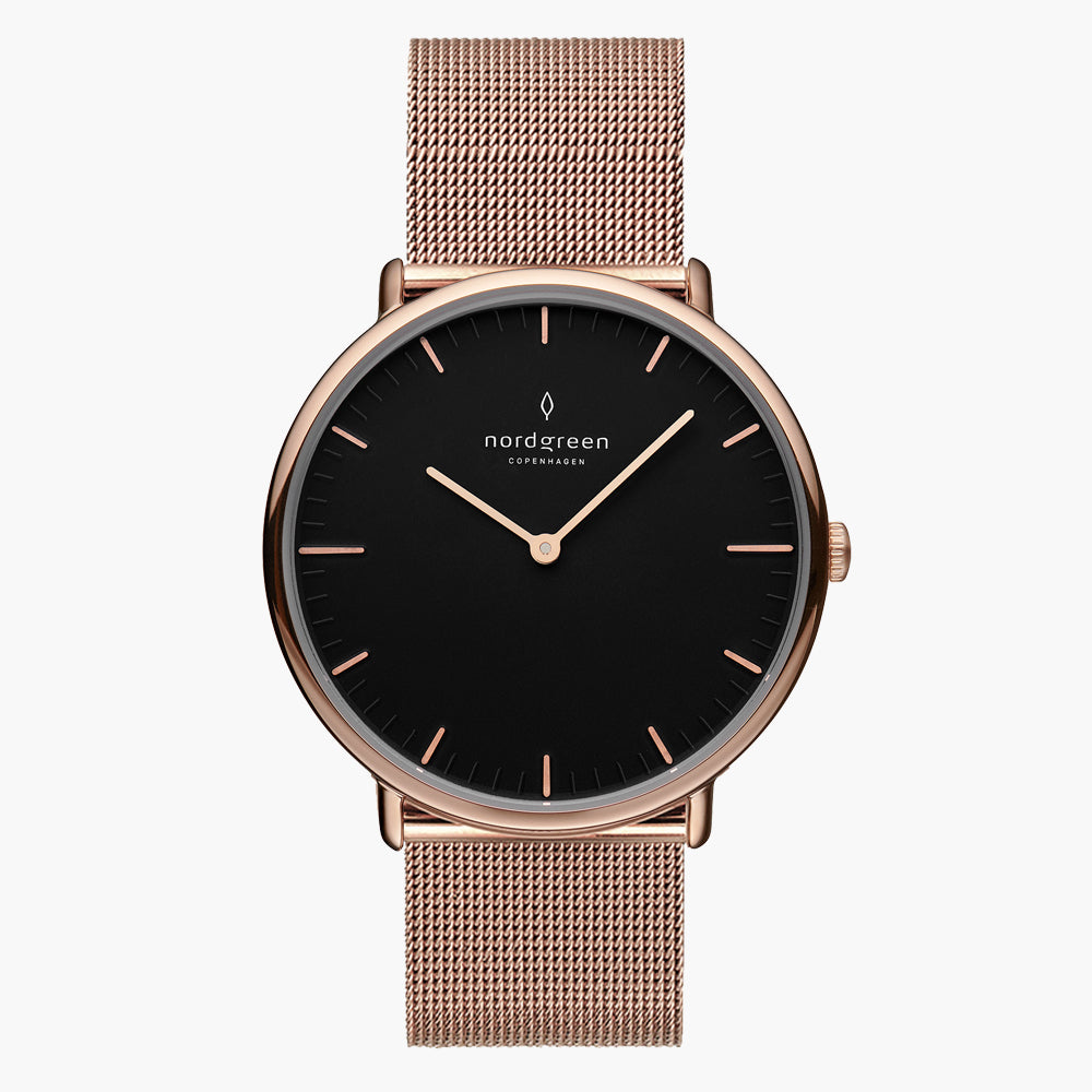 Native 32mm | Rose Gold Mesh Black Dial – Nordgreen