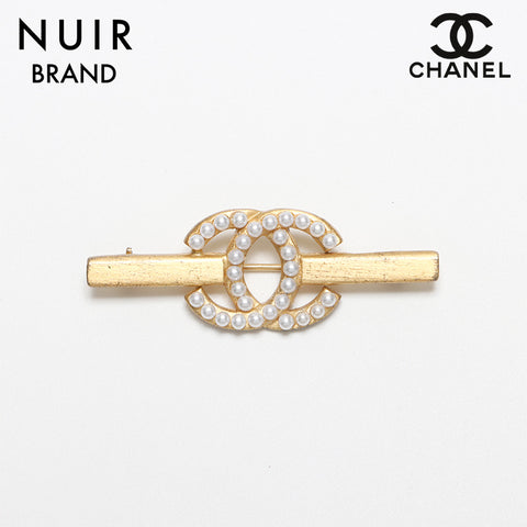 シャネル CHANEL 2001年 ココマーク パール 01C ブローチ ゴールド