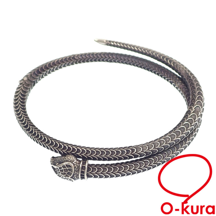 中古】 グッチ ガーデンスネーク バングル メンズ SV925 45.7g