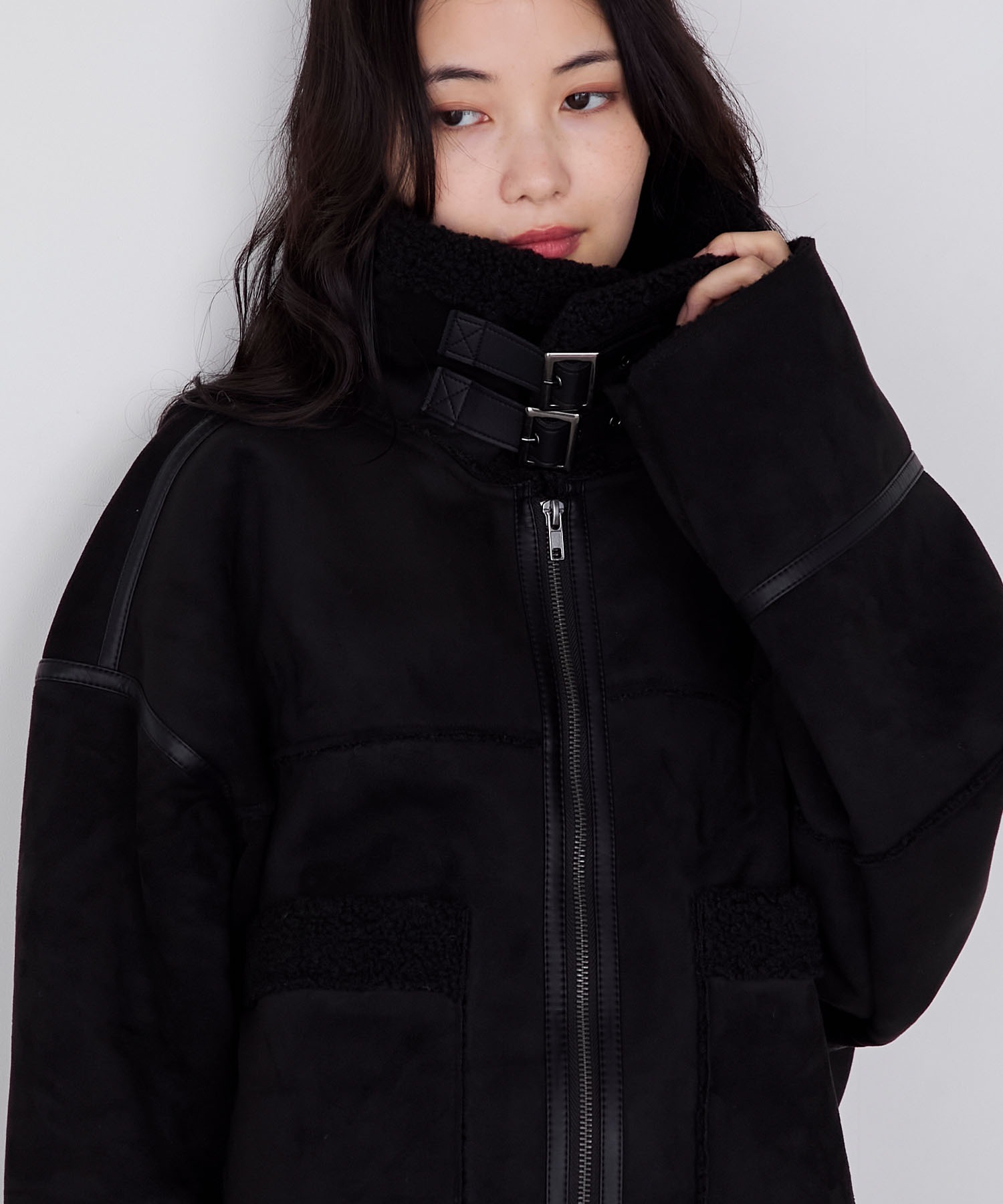 forksy.】ヴィンテージライクショート丈フェイクボアムートン