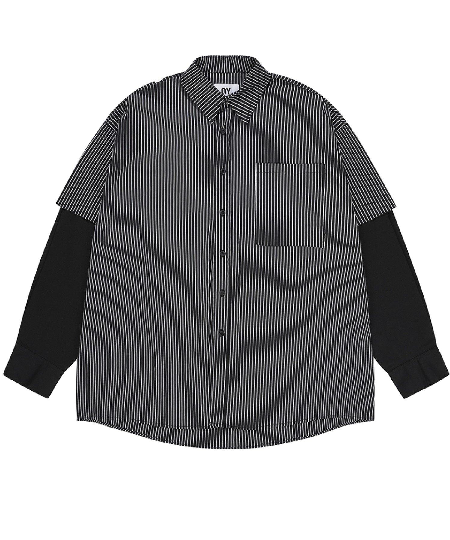 OVY Cotton Linen Stripe Relax Shirts Cotton Linen Stripe 黒 L (black)