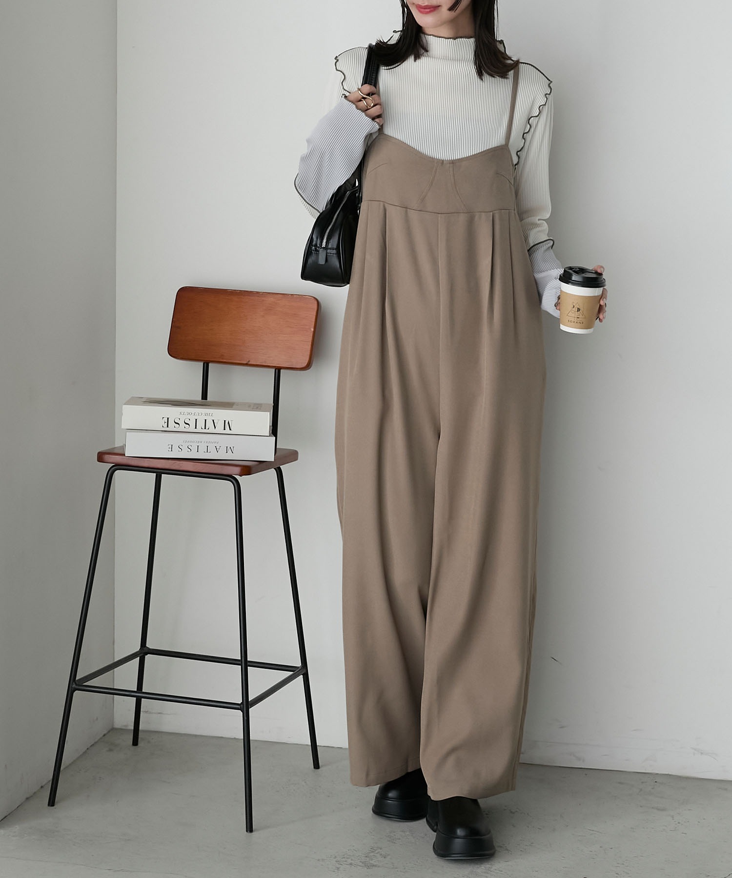 forksy.】コルセットライクバックベルトキャミサロペット forksy