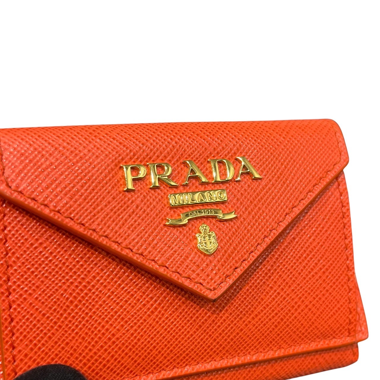 PRADA サフィアーノ 三つ折りミニウォレット オレンジ 1MH021 | ODAFUKU