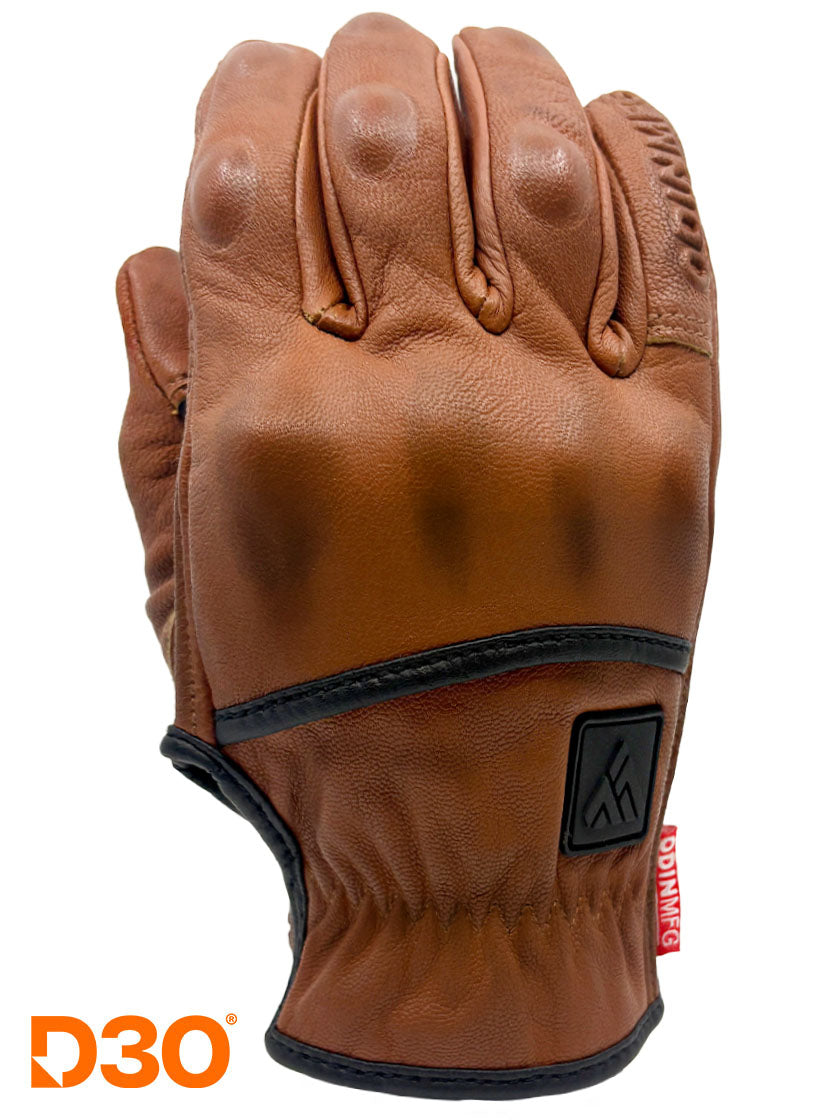 D3O Wax Brown Smooth Heavy Hitters – Leather Motorcycle Gloves