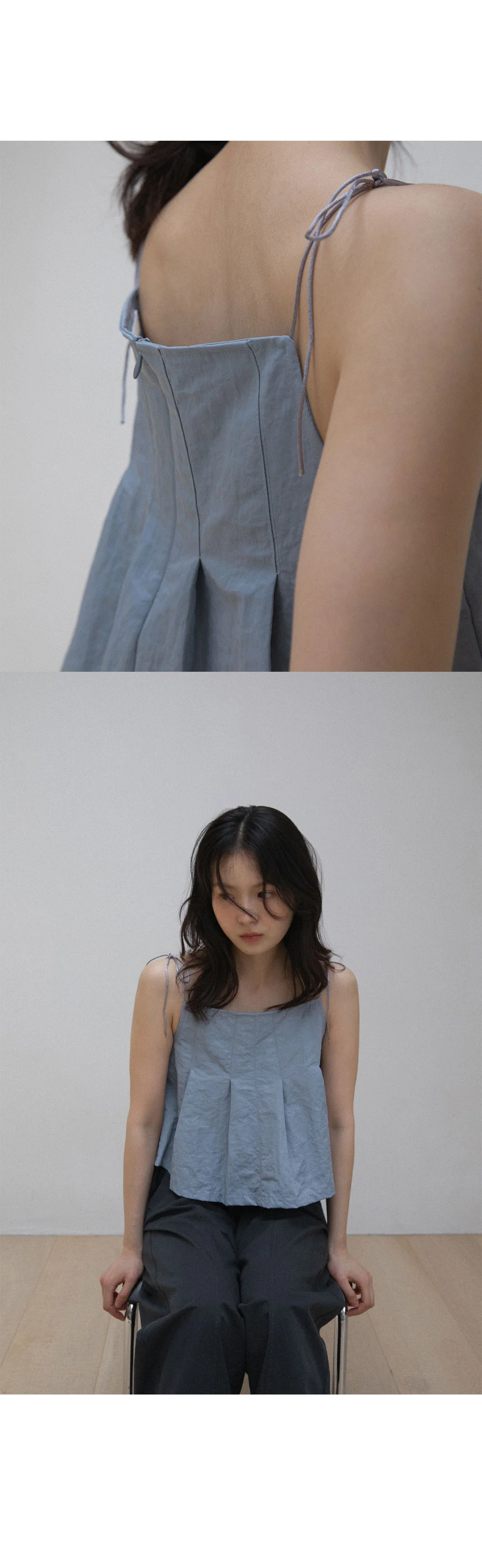 pleated cami top | OHOTORO