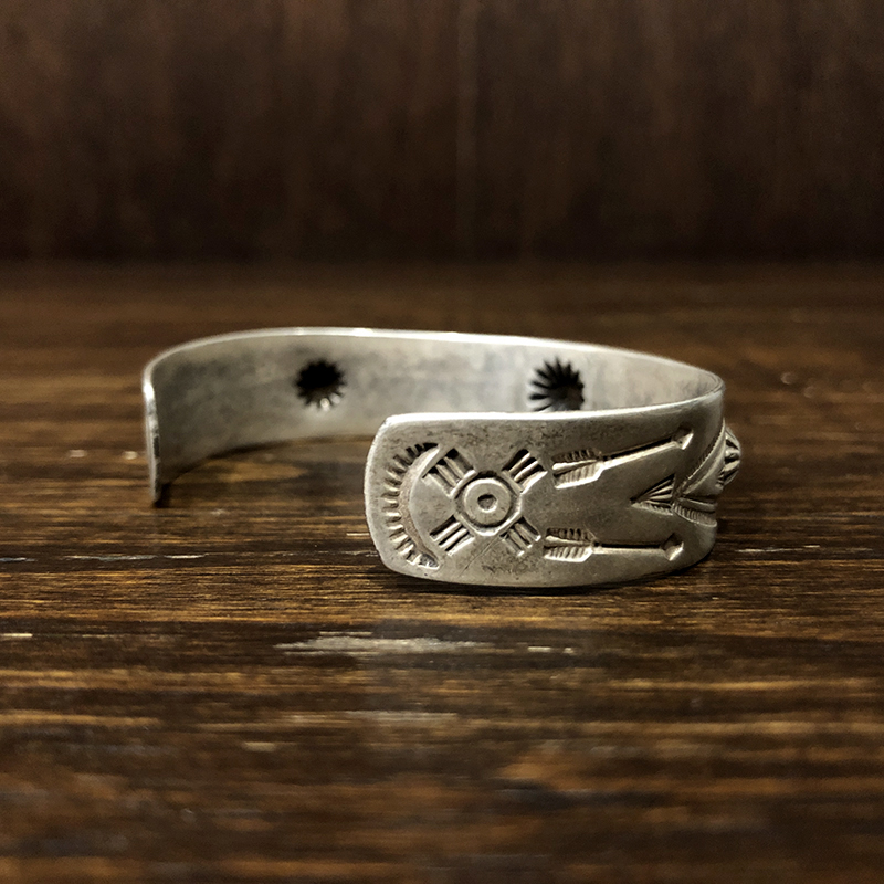 Vintage Navajo Fred Harvey Silver Cuff bracelet Bangle Shell