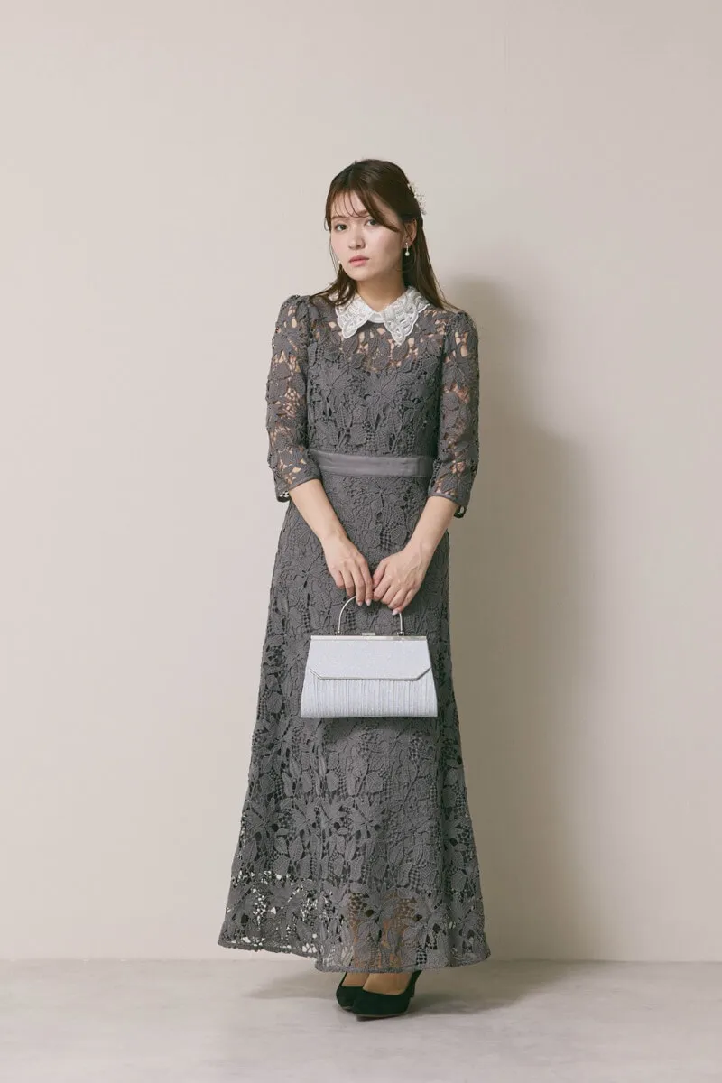 グレーのビジューカラーレースドレス[M] Lejaのレンタル｜11-2216