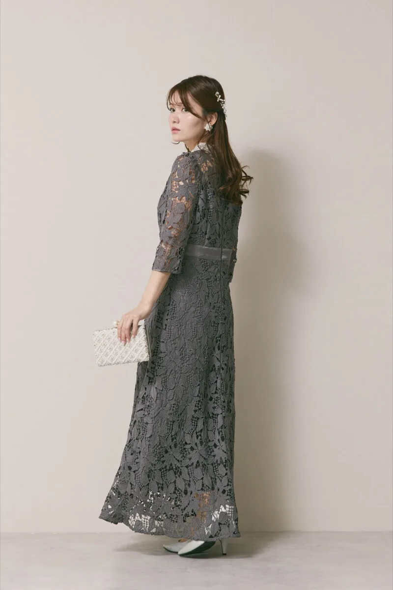 グレーのビジューカラーレースドレス[M] Lejaのレンタル｜11-2216