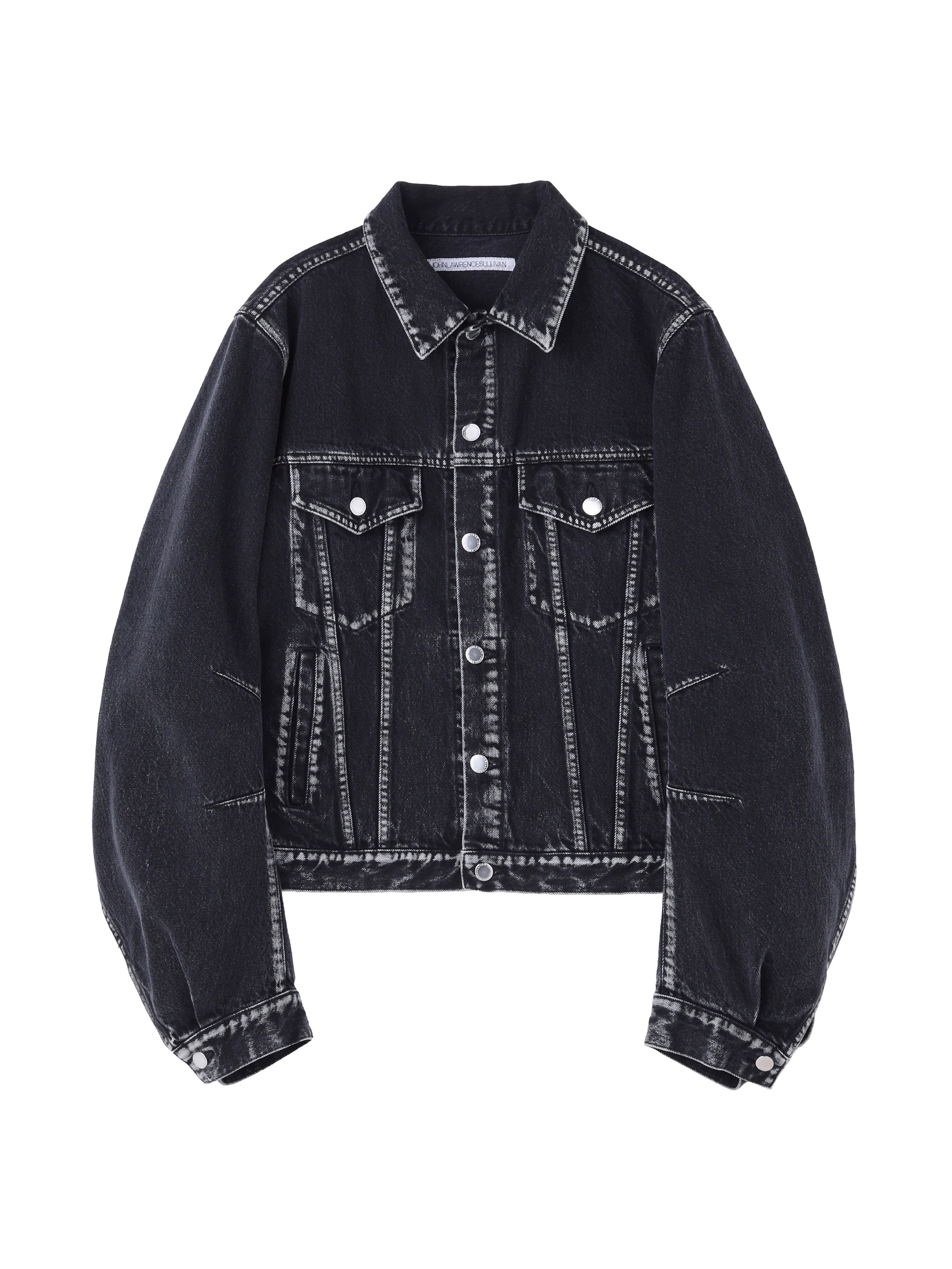 WASHED DENIM MASSIVE ROUNDED SLEEVE JACKET