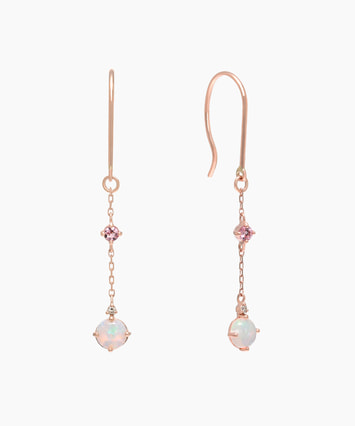 K10PG オパール・ダイヤモンド ・ピンクトルマリン ピアス|festaria