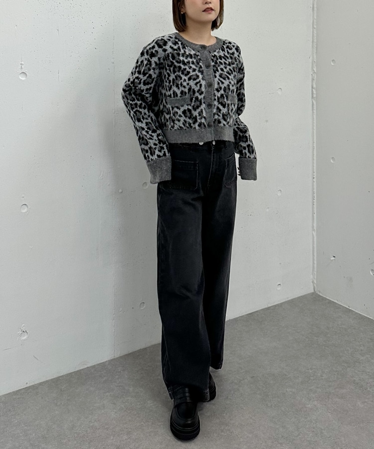 レオパードJQニットカーディガン(M BEIGE): トップス｜PMbox P&M