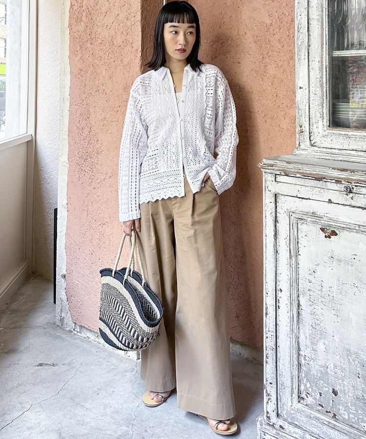 Sara mallika】COTTON BORDER LACE TOP