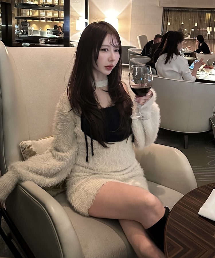 feather front cut onepiece×cable ribbon cami set(M PINK BEIGE