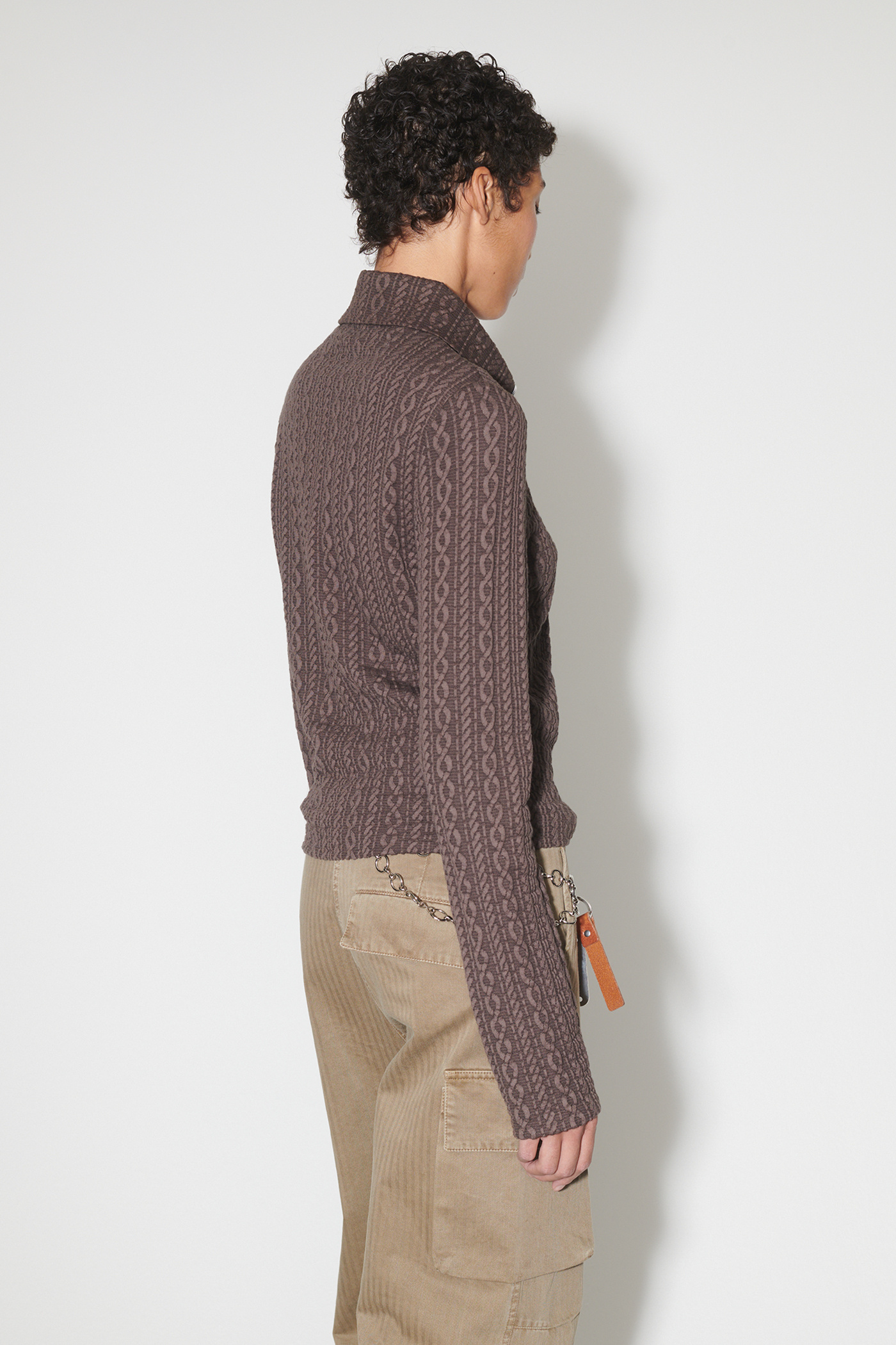 Our Legacy - Slim Zip Longsleeve Indulgent Choco Cable Jacquard