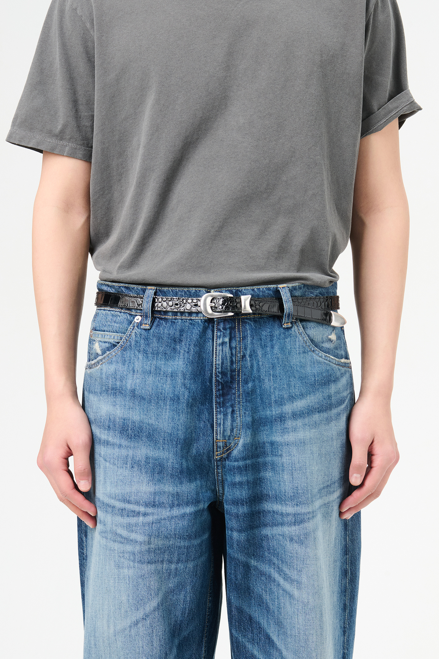 Our Legacy - 2 cm Belt Licorice Croc Bull Hide