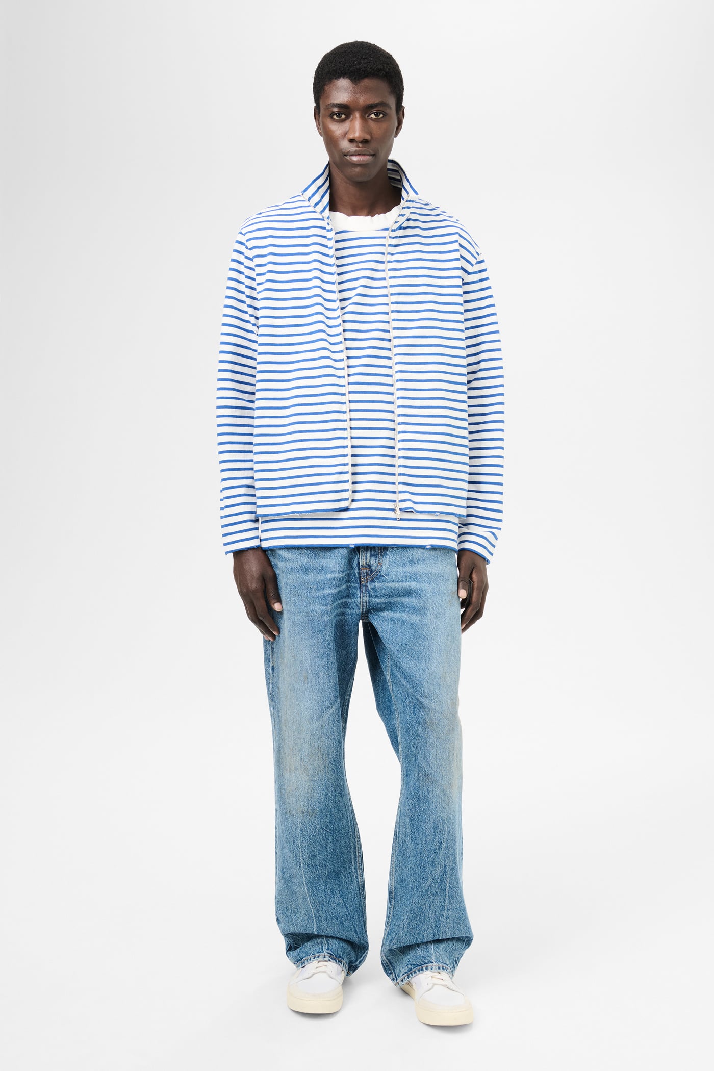 Our Legacy - Shrunken Fullzip Polo Genova Stripe Rough Cotton