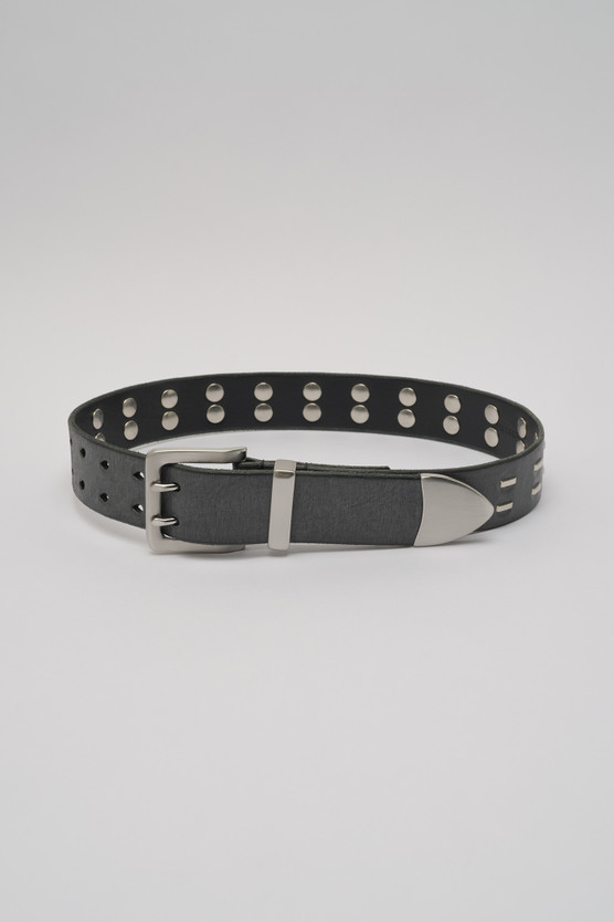 Our Legacy - 4 cm Staple Double Tongue Belt Grey Leather