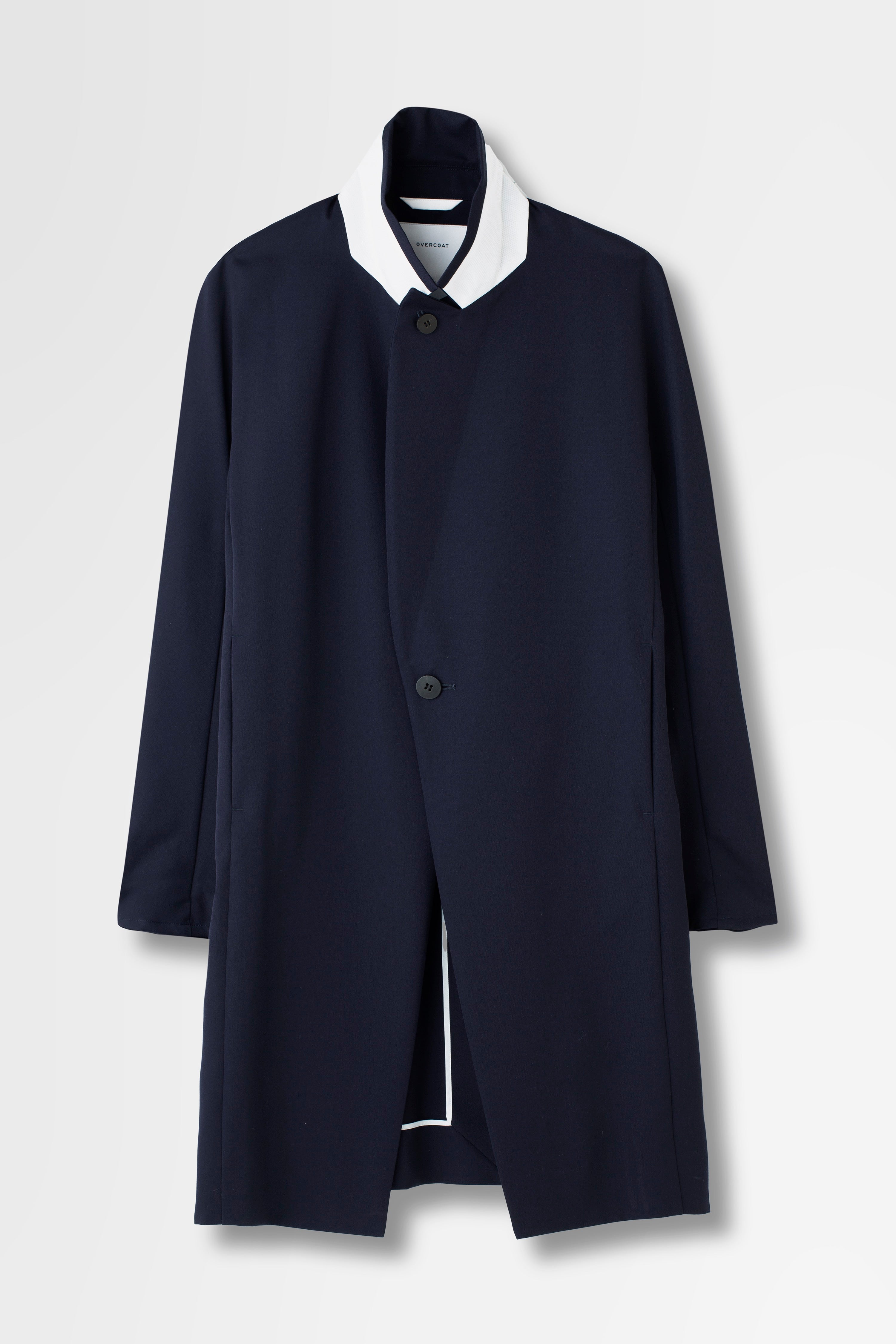 Wool Gabardine Overcoat in Navy – OVERCOAT