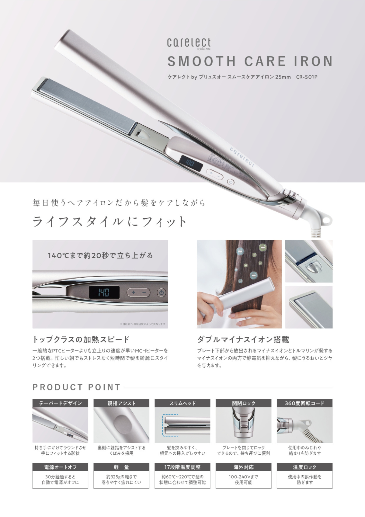 ケアレクトbyプリュスオースムースケアアイロン25㎜ - 株式会社OXI