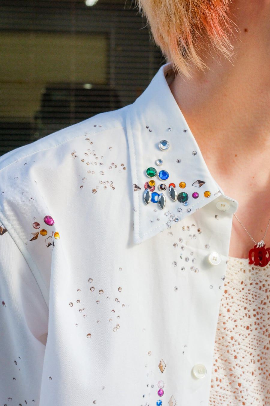 Masu's Galaxy Short Sleeve Shirt White mail order | Palette Art