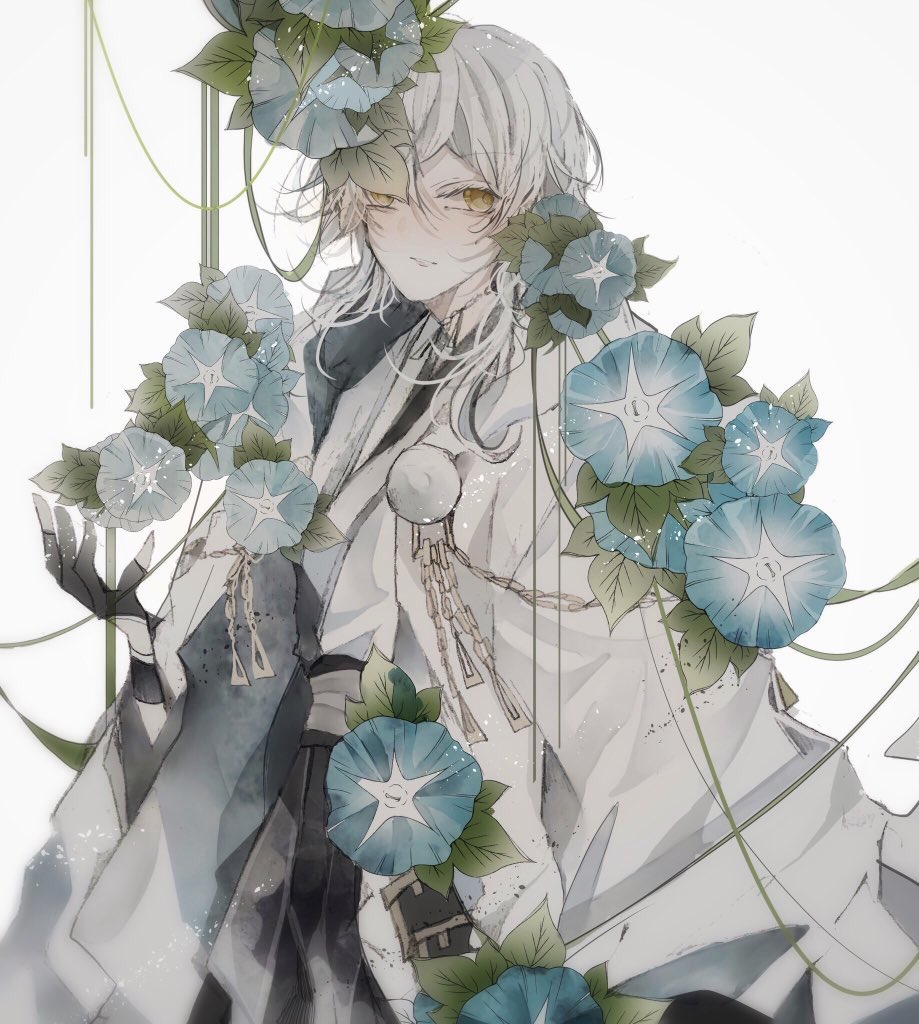 鶴丸国永(刀剣乱舞) 「鶴丸国永と朝顔 」|なつののイラスト