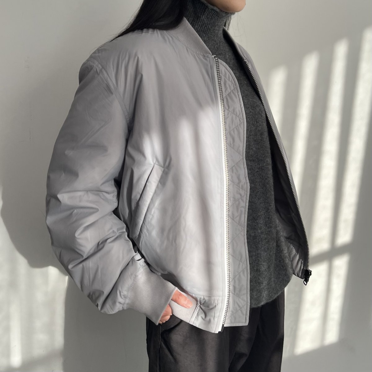 Labo ＭＡ－１ダウンブルゾン MUJI ライトグレー Ｍ