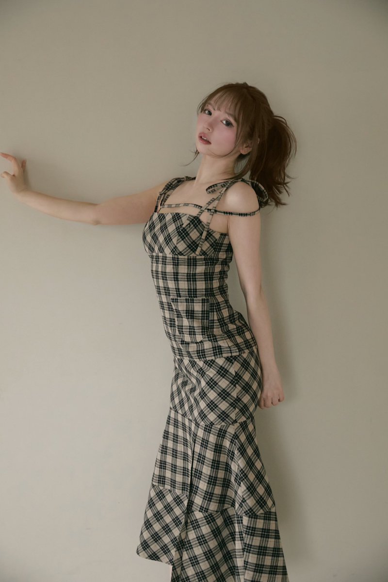 Cecily check long dress color beige ¥15400-tax in 大人気のCecily