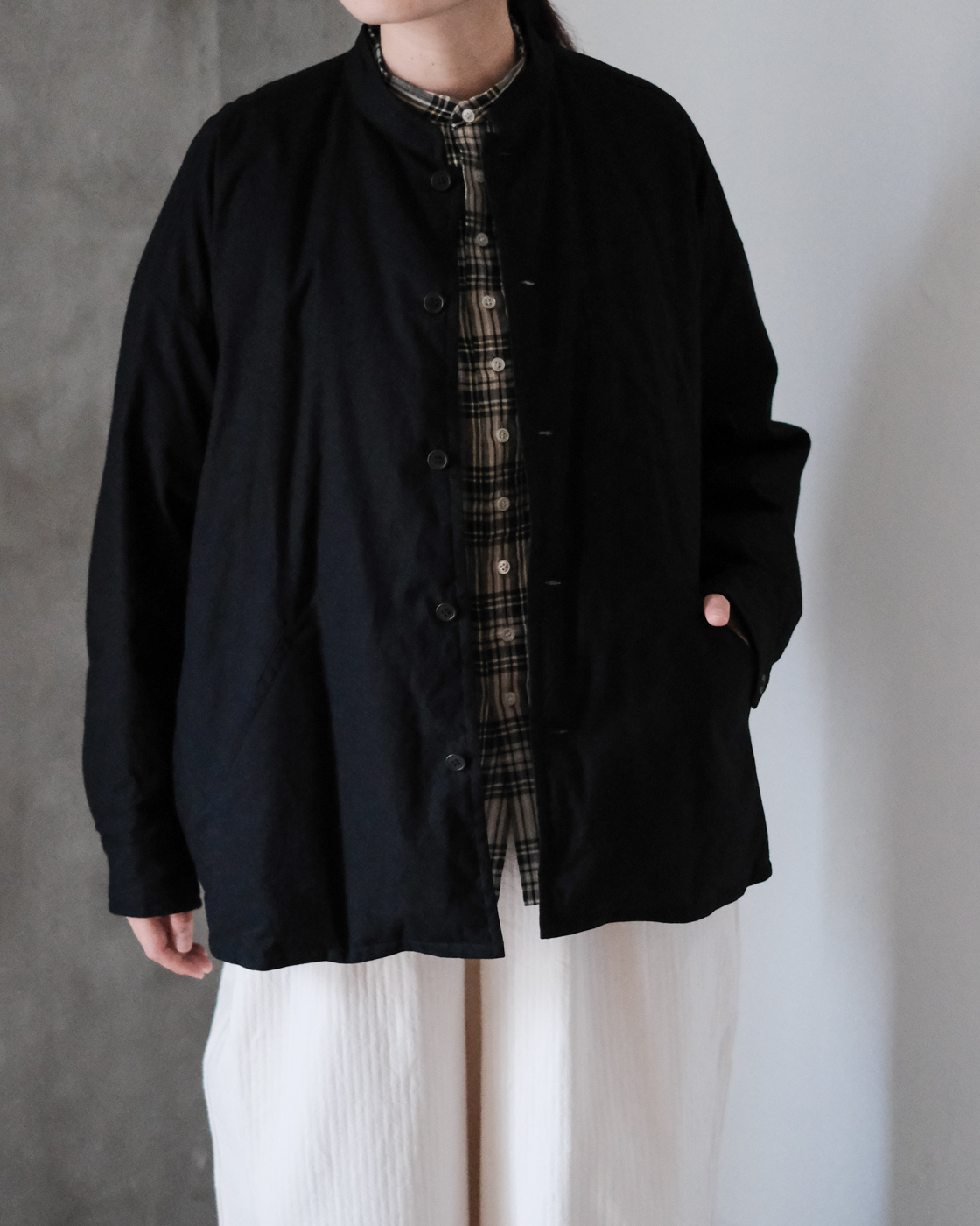 ダウンシャツ スタンドカラー col.Black | PEOPLE | ピープル