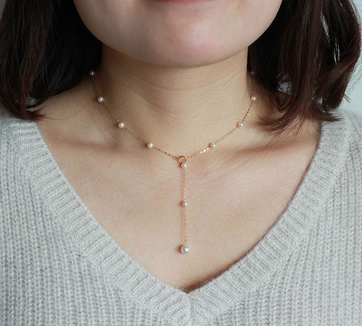 K18YG あこや真珠 パール 18k 18金 真珠 ベビーパール ステーション