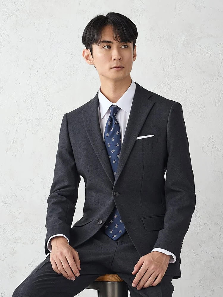 ネイビー 【REDA】TRANS CONTINENTS ウール100％ スリーピーススーツ