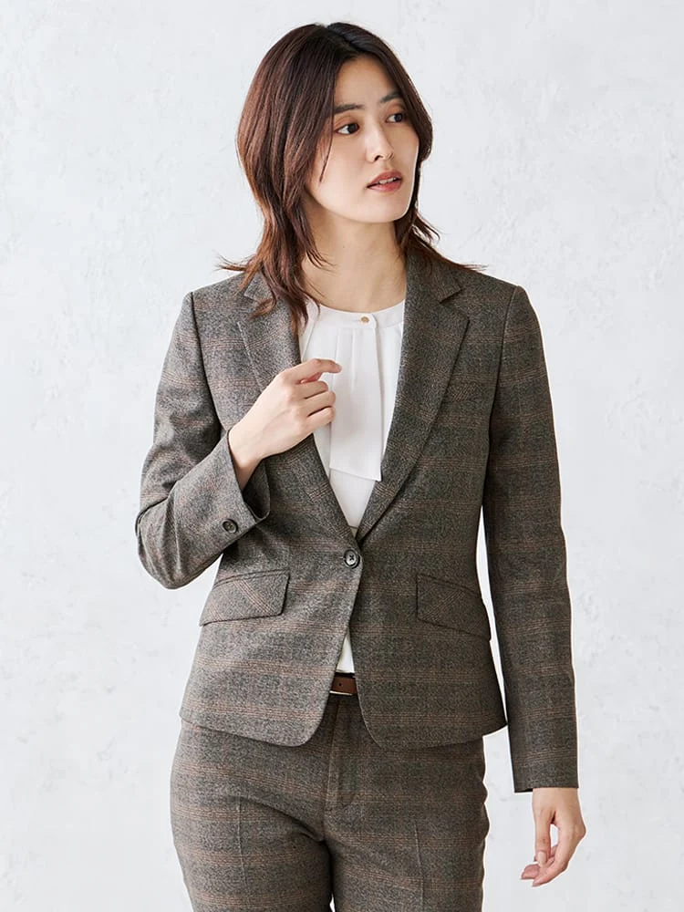 先染めチェックスーツ テーラードジャケット グレー | P.S.FA公式通販