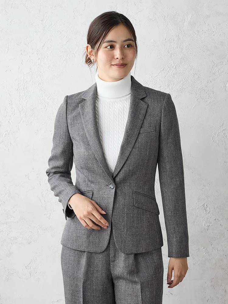 M．グレー ツイードラチネスーツ テーラードジャケット グレー